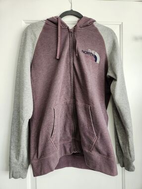 The North Face Mauve Body Light Gray Sleeve Zip Hoodie